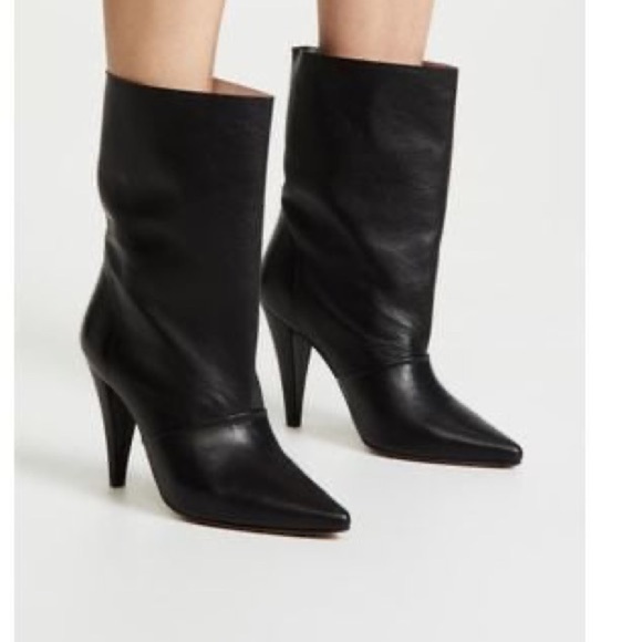 IRO Shoes - IRO Avina Black Lambskin Leather NWT Metallic Silver Lined Boots Size 38